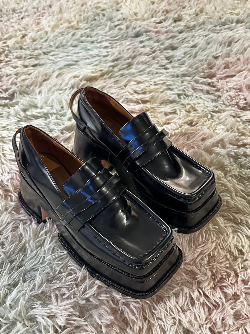 Shushu/Tong Black Platform Loafers Size 37 - Picture 2 of 11